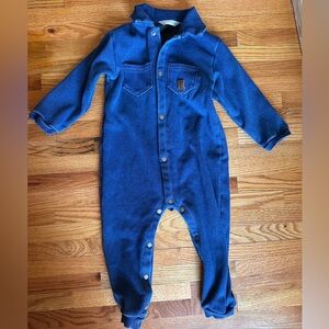 Mayoral Denim Look Fleece Blue Bear Detail Baby One Piece 18M